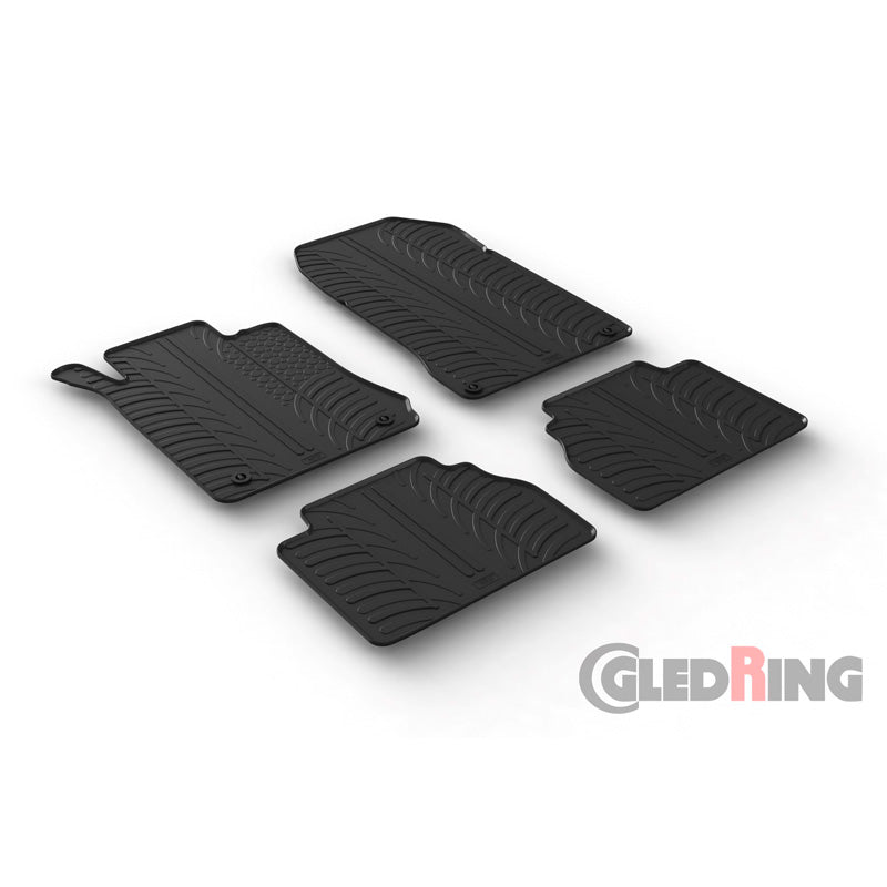 Gledring, Gummimåtter, passer til Mercedes E-Class W210 1995-2003 (T profile 4-dele + klips)