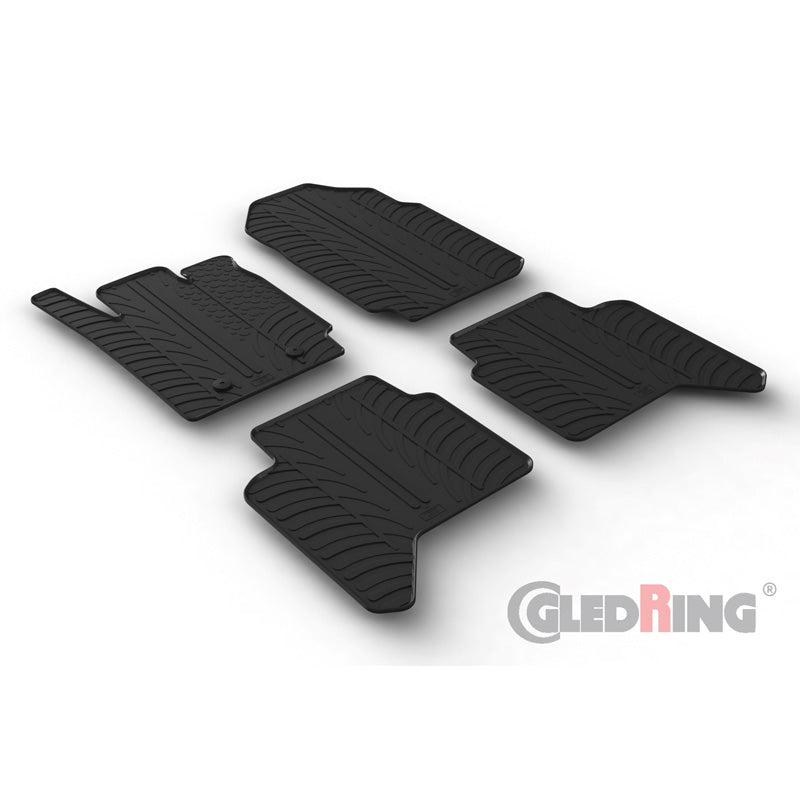 Gledring, Gummimåtter, passer til Ford Ranger (TKE) Double Cab 2013-2022 (automatic) & Raptor 2019-2022 (T profile 4-dele + klips)