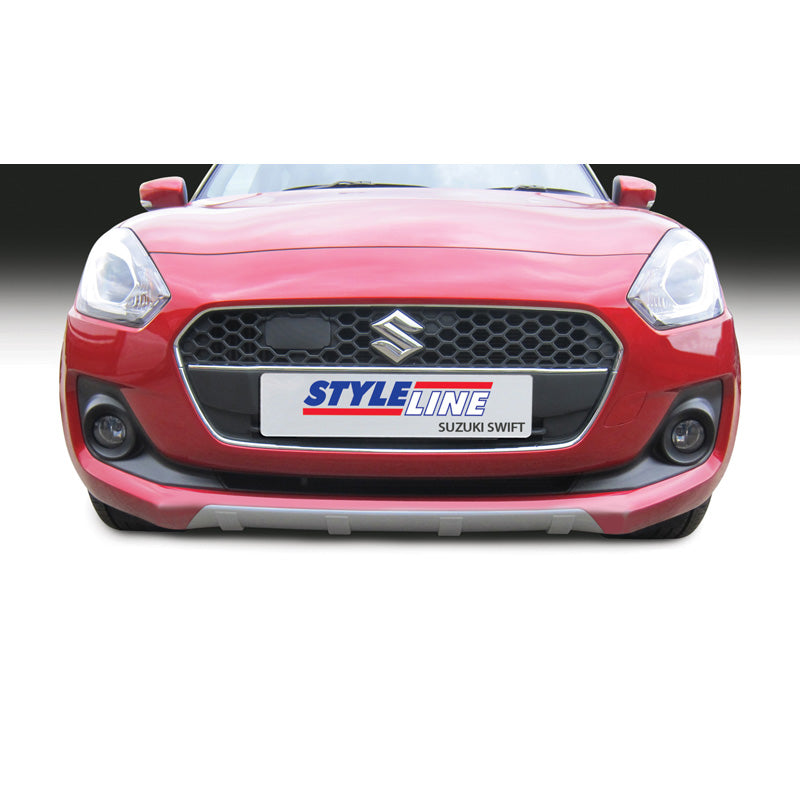 RGM, RGM Front spoiler 'Skid-Plate', passer til Suzuki Swift IV 5-doors excl. Sport 5/2017- Silver 'Ribbed'