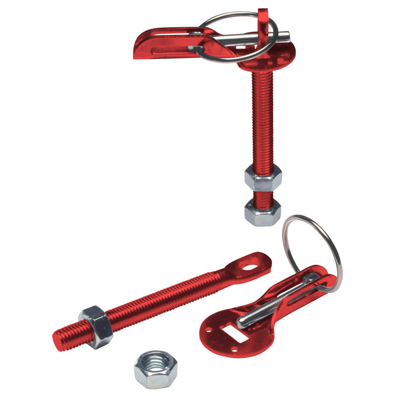 Grayston,  Set universal bonnet hooks/pins - red aluminum