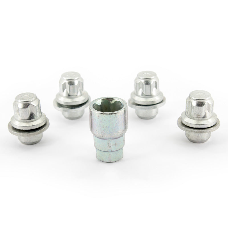 H&R, Wheel lock set M12x1.50 Flat-Head - 4 lock nuts incl. adapter