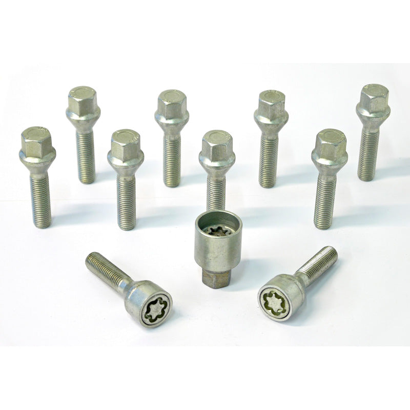 H&R, Wheel bolt Set Taper-Head M12x1.50 - længde 24mm - 10 pcs. - incl. wheel-locks