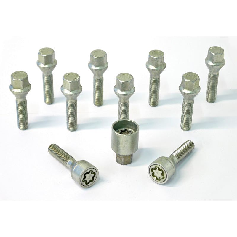 H&R, Wheel bolt Set Taper-Head M12x1.50 - længde 28mm - 10 pcs. - incl. wheel-locks