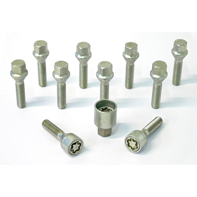 H&R, Wheel bolt Set Taper-Head M12x1.50 - længde 30mm - 10 pcs. - incl. wheel-locks