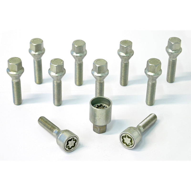 H&R, Wheel bolt Set Taper-Head M12x1.50 - længde 35mm - 10 pcs. - incl. wheel-locks