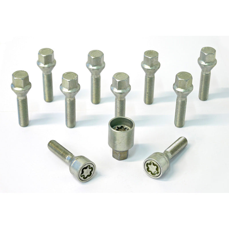 H&R, Wheel bolt Set Taper-Head M12x1.50 - længde 38mm - 10 pcs. - incl. wheel-locks