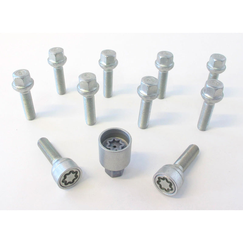 H&R, Wheel bolt Set Round-Head R12 M12x1.50 - længde 40mm - 10 pcs. (e.g., passer til Mercedes) - incl. wheel-locks