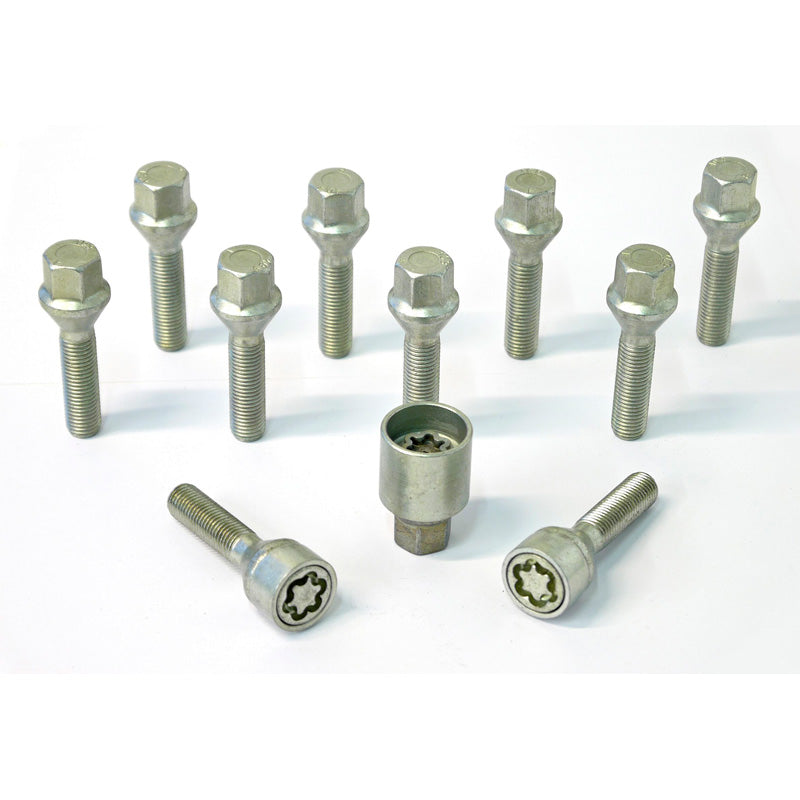 H&R, Wheel bolt Set Taper-Head M12x1.50 - længde 43mm - 10 pcs. - incl. wheel-locks