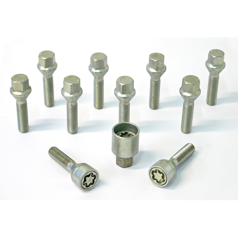 H&R, Wheel bolt Set Taper-Head M12x1.50 - længde 48mm - 10 pcs. - incl. wheel-locks