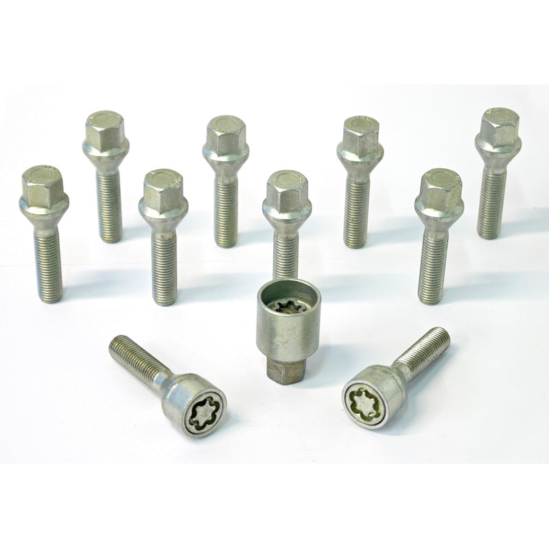 H&R, Wheel bolt Set Taper-Head M12x1.50 - længde 55mm - 10 pcs. - incl. wheel-locks