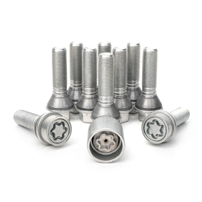 H&R, Wheel bolt Set Taper-Head with movable cone M14x1.25 - længde 28mm - 10 pcs. (e.g., passer til BMW) - incl. wheel-locks