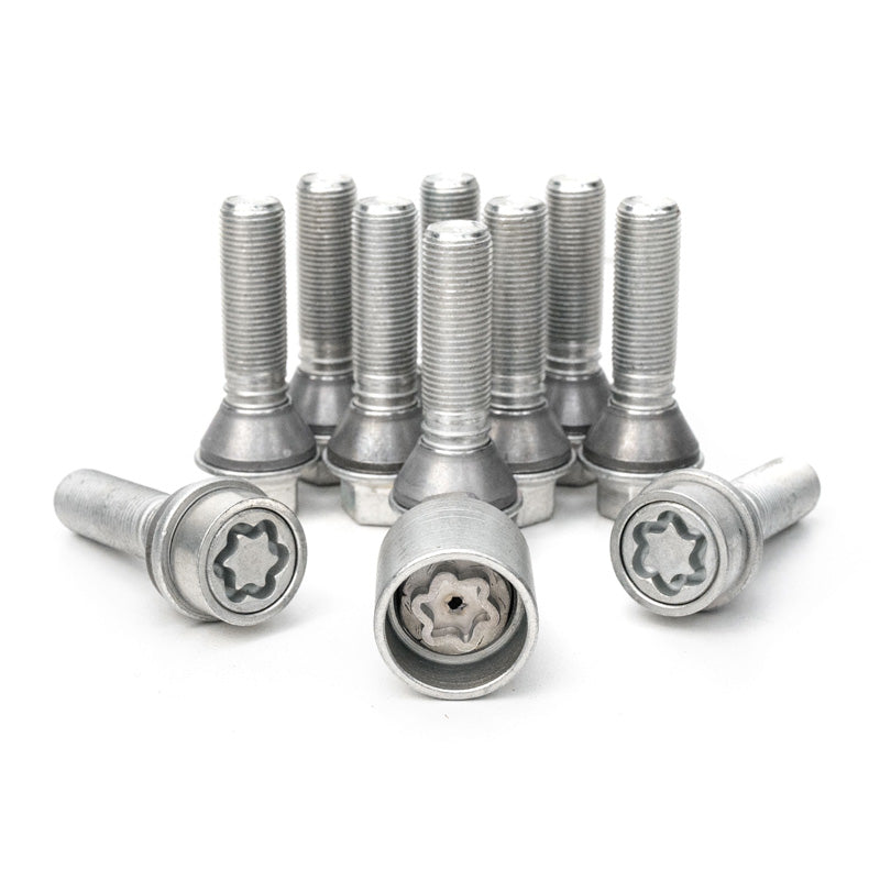 H&R, Wheel bolt Set Taper-Head with movable cone M14x1.25 - længde 43mm - 10 pcs. (e.g., passer til BMW) - incl. wheel-locks