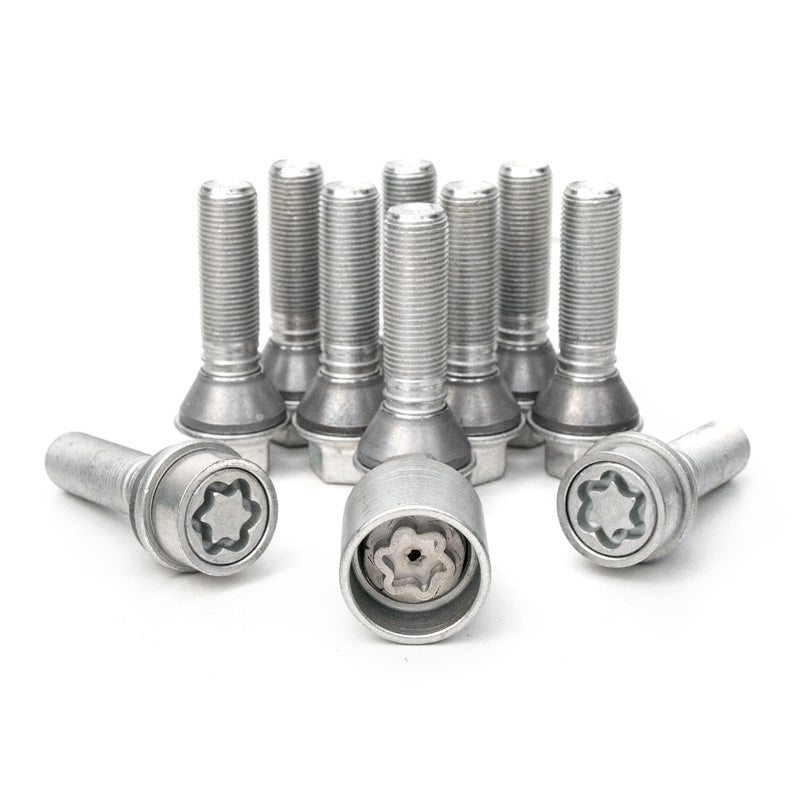 H&R, Wheel bolt Set Taper-Head with movable cone M14x1.25 - længde 48mm - 10 pcs. (e.g., passer til BMW) - incl. wheel-locks