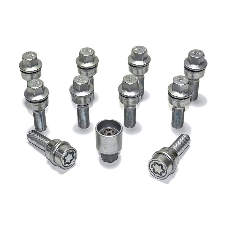 H&R, Wheel bolt Set Round-Head with movable cone R14 M14x1.50 - længde 42mm - 10 pcs. (e.g., passer til Audi Q3, Q5) - incl. wheel-locks