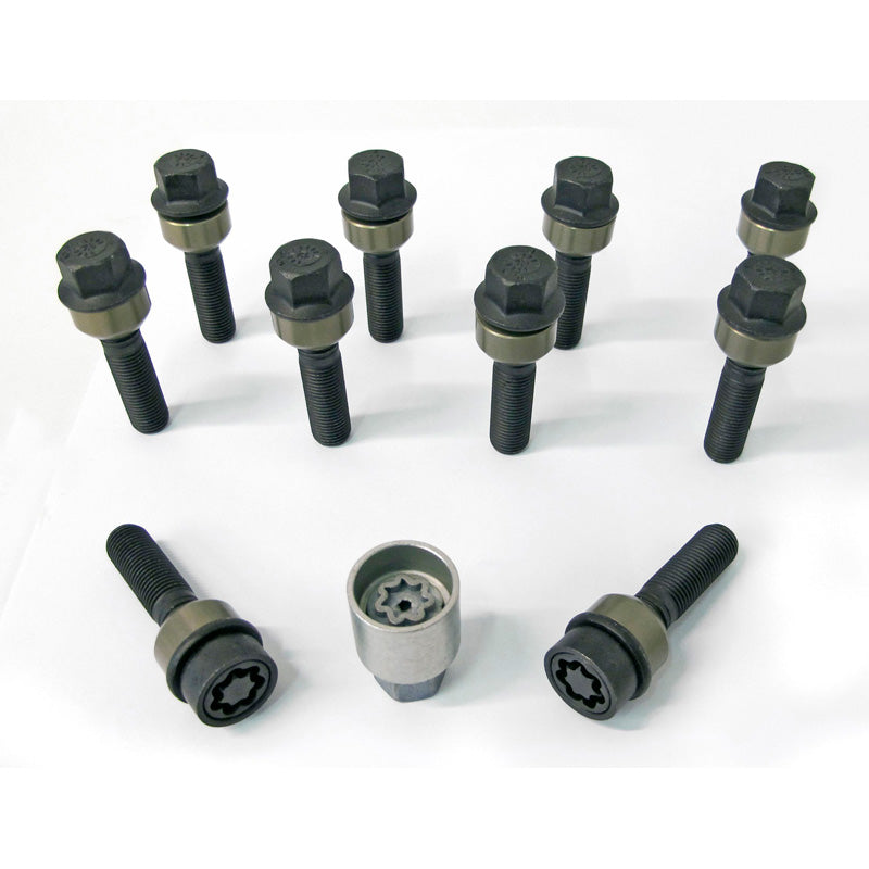 H&R, Wheel bolt Set Round-Head with movable cone R14 M14x1.50 - længde 44mm - 10 pcs. (e.g., passer til Porsche) - incl. wheel-locks