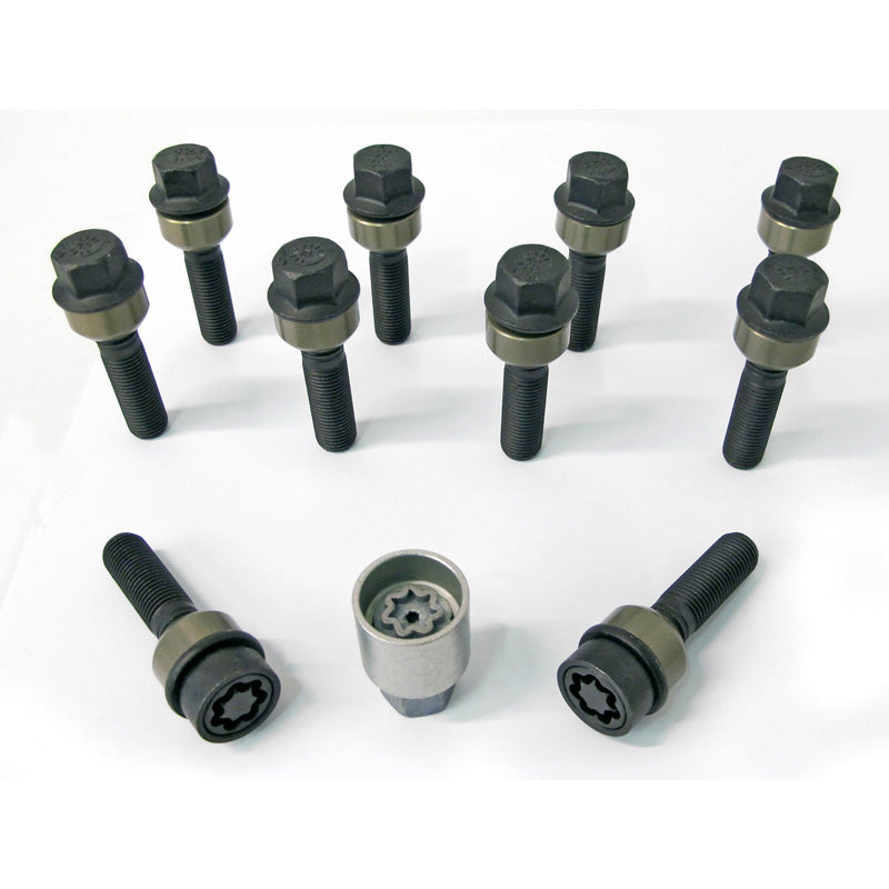 H&R, Wheel bolt Set Round-Head with movable cone R14 M14x1.50 - længde 52mm - 10 pcs. (e.g., passer til Porsche) - incl. wheel-locks