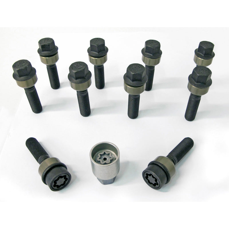 H&R, Wheel bolt Set Round-Head with movable cone R14 M14x1.50 - længde 60mm - 10 pcs. (e.g., passer til Porsche) - incl. wheel-locks