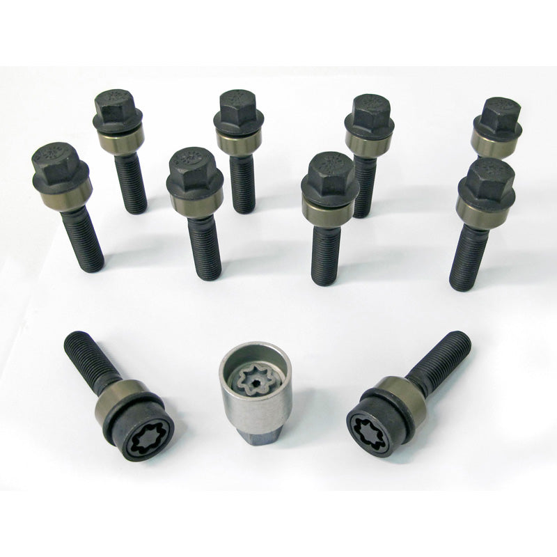 H&R, Wheel bolt Set Round-Head with movable cone R14 M14x1.50 - længde 68mm - 10 pcs. (e.g., passer til Porsche) - incl. wheel-locks