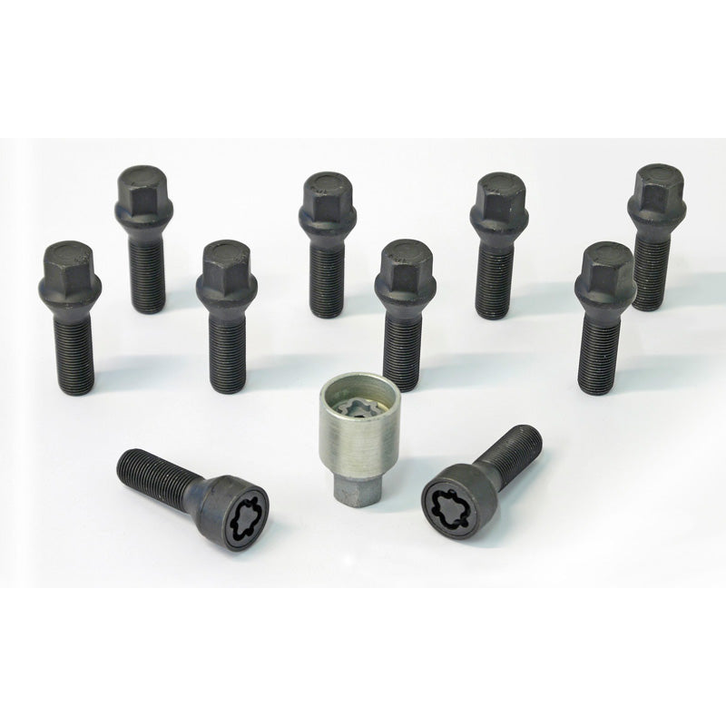 H&R, Wheel bolt Set Taper-Head M14x1.25 - længde 35mm - Black - 10 pcs. - incl. wheel-locks