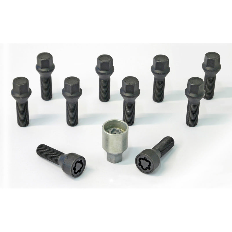 H&R, Wheel bolt Set Taper-Head M14x1.25 - længde 48mm - Black - 10 pcs. - incl. wheel-locks