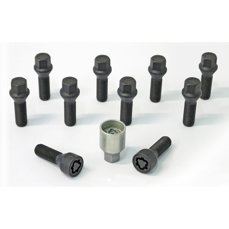 H&R, Wheel bolt Set Taper-Head M14x1.50 - længde 35mm - Black - 10 pcs. - incl. wheel-locks