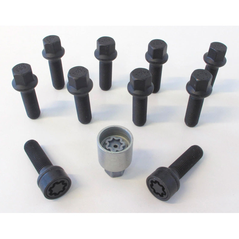 H&R, Wheel bolt Set Round-Head R17 M14x1.50 - længde 40mm - Black - 10 pcs - incl. wheel-locks