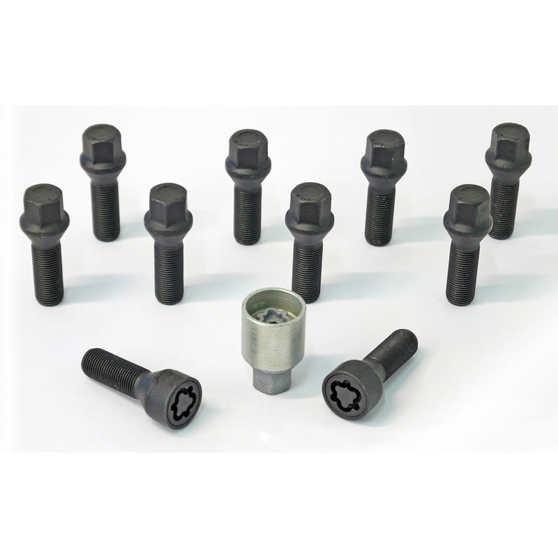 H&R, Wheel bolt Set Taper-Head M14x1.50 - længde 45mm - Black - 10 pcs. - incl. wheel-locks