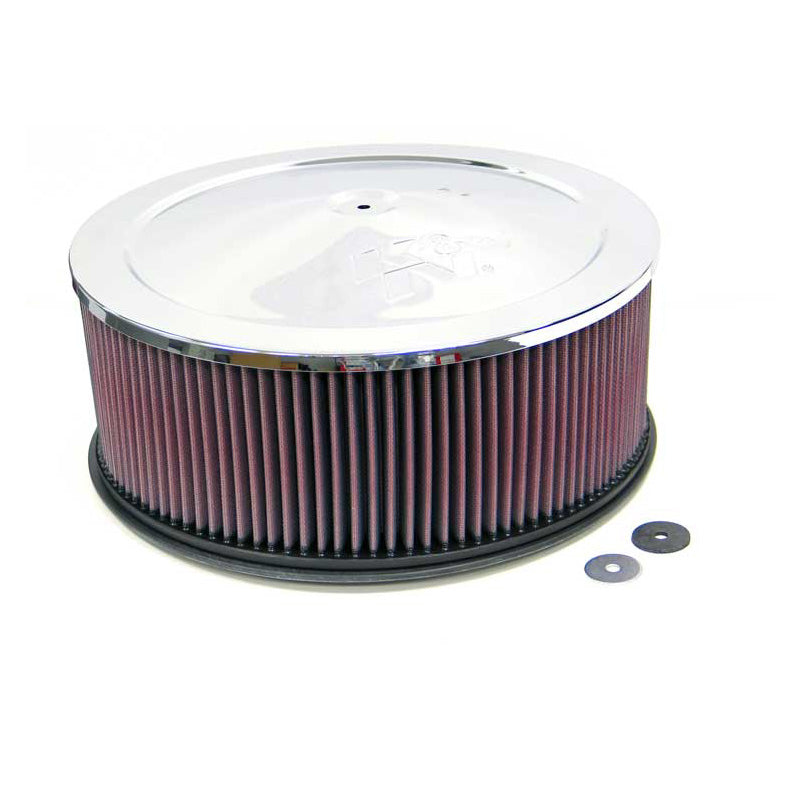 K&N Round Air Filter Assembly - 186mm flange, 356mm diameter, 165mm height (60-1245)