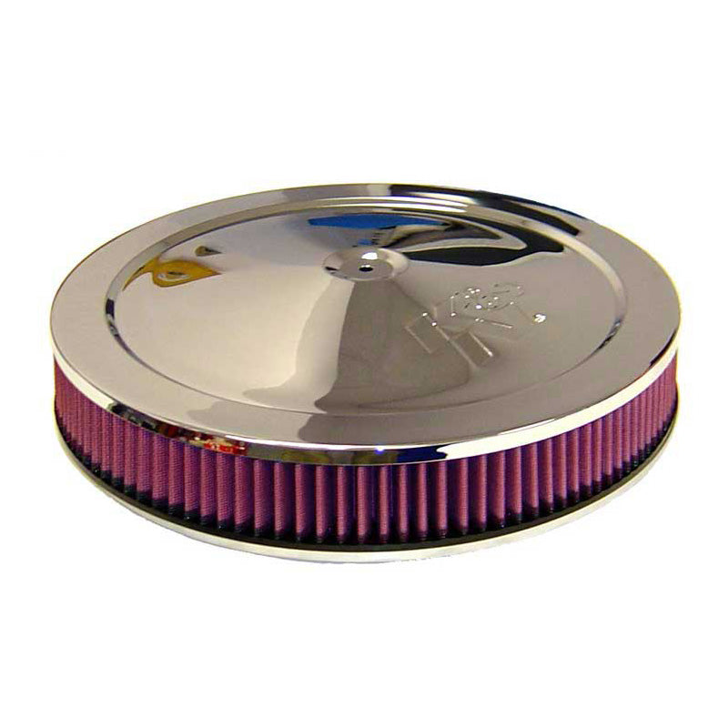 K&N Round Air Filter Assembly - 130mm flange, 356mm diameter, 98mm height (60-1263)