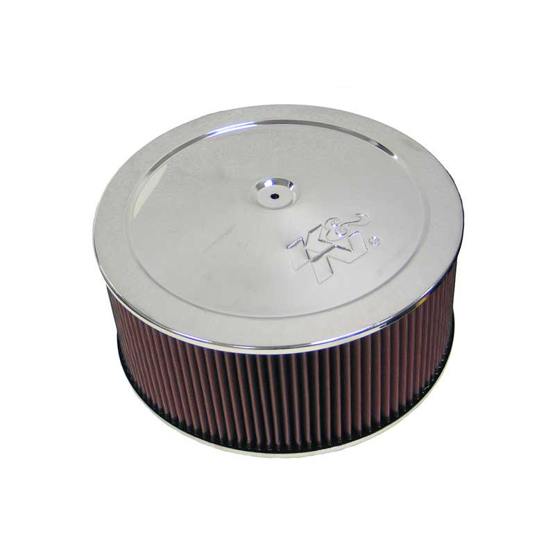 K&N Round Air Filter Assembly - 130mm flange, 356mm diameter, 146mm height, 32mm drop base (60-1310)