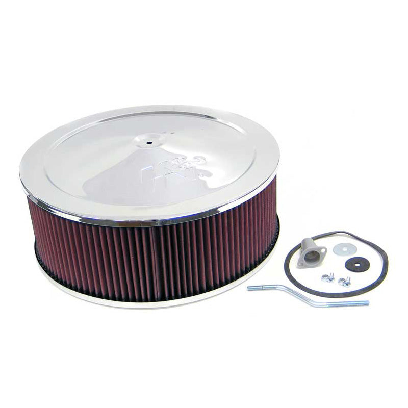 K&N Round Air Filter Assembly - 130mm flange, 356mm diameter, 133mm height (60-1420)