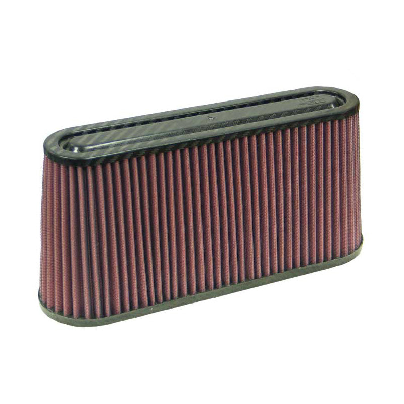 K&N Universal Air Filter - Carbon Fiber Top - oval flange of 51x156mm, 305mm x 89mm base, 279mm x 64mm top, 146mm height (RF-1050)