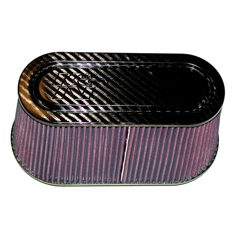 K&N Universal Air Filter - Carbon Fiber Top and Base - 98mm flange, 305mm x 152mm base, 252mm x 100mm top, 152mm height (RP-5115)