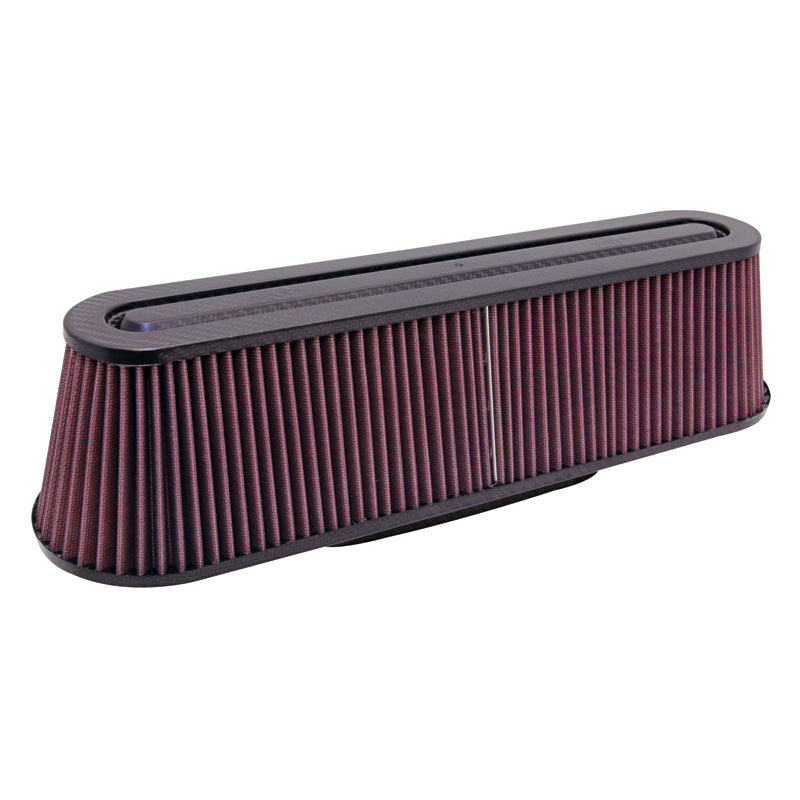 K&N Universal Air Filter - Carbon Fiber Top and Base - oval flange of 83x229mm, 476mm x 127mm base, 425mm x 76mm top, 117mm height  (RP-5161)