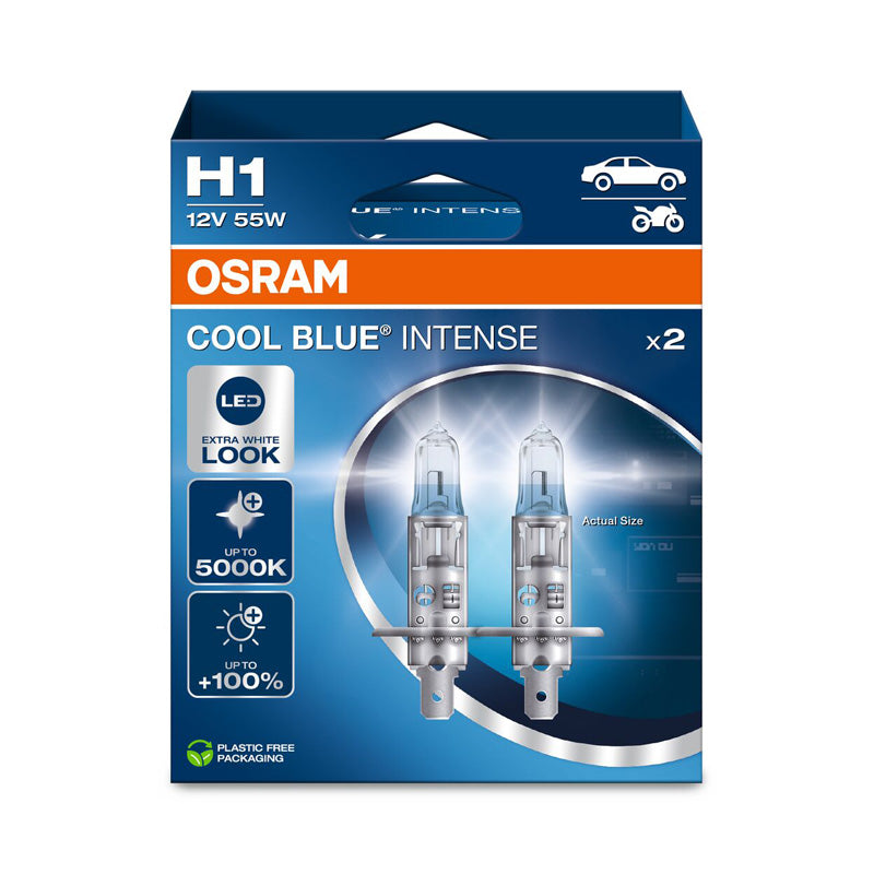 Osram, Cool Blue Intense Halogenpærer - H1 - 12V/55W - Sæt af 2 stk.