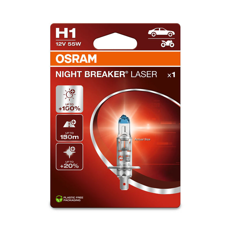 Osram, Night Breaker Laser Halogenpære - H1 - 12V/55W - Enkeltpakke