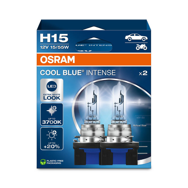 Osram, Cool Blue Intense Halogenpærer - H15 - 12V/55-15W - Sæt af 2 stk.