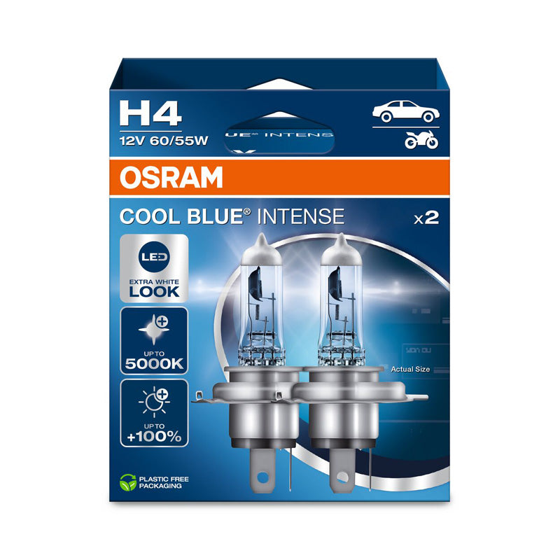 Osram, Cool Blue Intense H4 Halogenpærer - 12V/60-55W - Sæt af 2 stk.