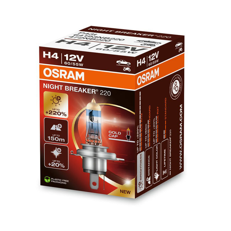 Osram, Night Breaker 220 Halogenpære - H4 - 12V/60-55W - Enkeltstykke