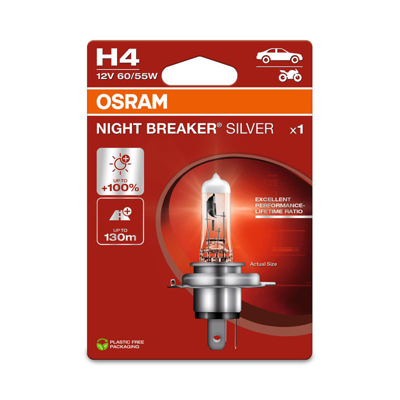 Osram, Night Breaker Silver Halogenpære - H4 - 12V/60-55W - Enkeltstykke