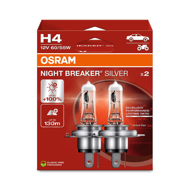 Osram, Night Breaker Silver Halogenpærer - H4 - 12V/60-55W - 2stk.