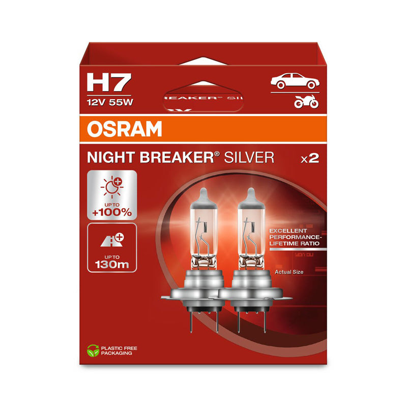 Osram, Night Breaker Silver Halogenpærer - H7 - 12V/55W - Sæt af 2 stk.