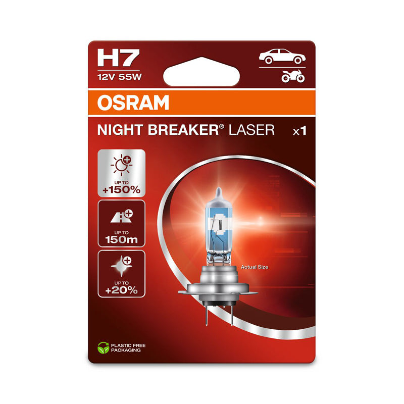 Osram, Night Breaker Laser Halogenpære - H7 - 12V/55W - Enkeltstykke