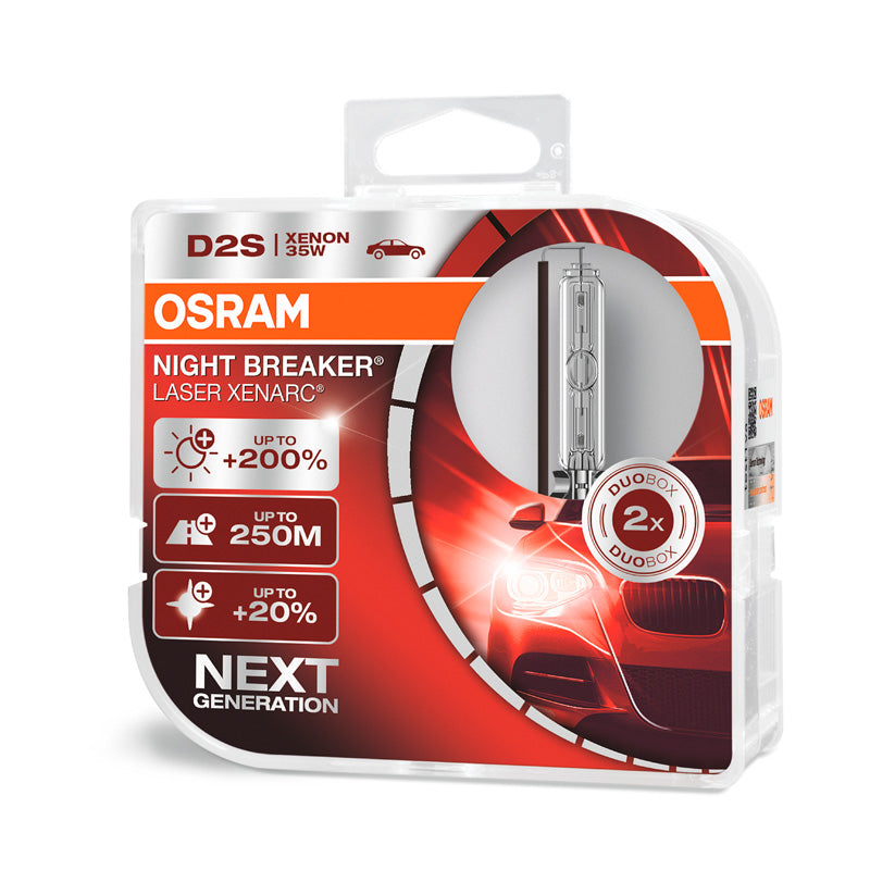 Osram, XENARC Night Breaker Laser HID-Xenon Pærer D2S - 12V/35W - Sæt af 2 - 4500K