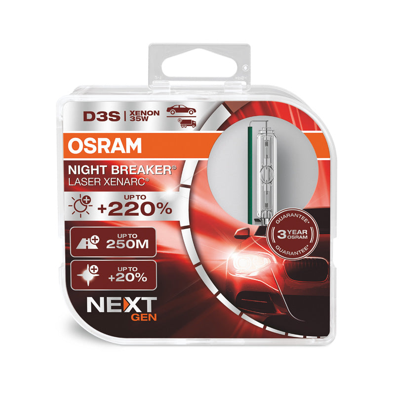 Osram, XENARC Night Breaker Laser Xenonpærer D3S - 12V/35W - 2 stk. - 4400K - 220% mere lys