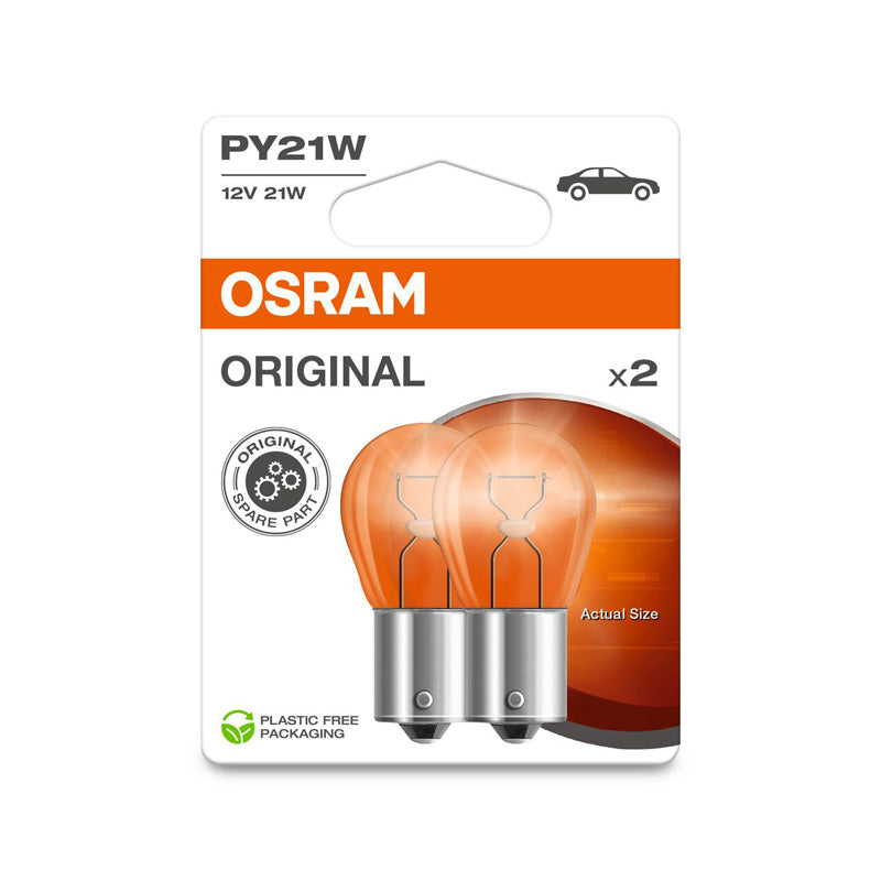 Osram, Original Halogenpærer - BAU15S - 12V/21W - Sæt af 2 - Orange