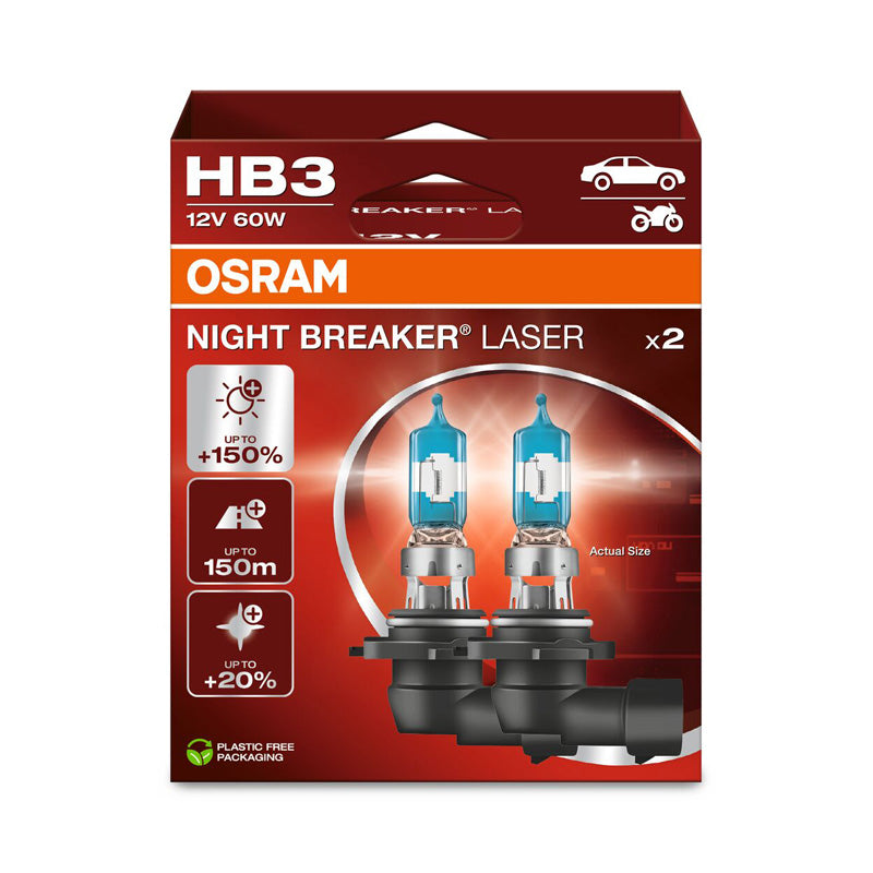 Osram, Night Breaker Laser Halogenpærer - HB3 (9005) - 12V/60W - 2stk.