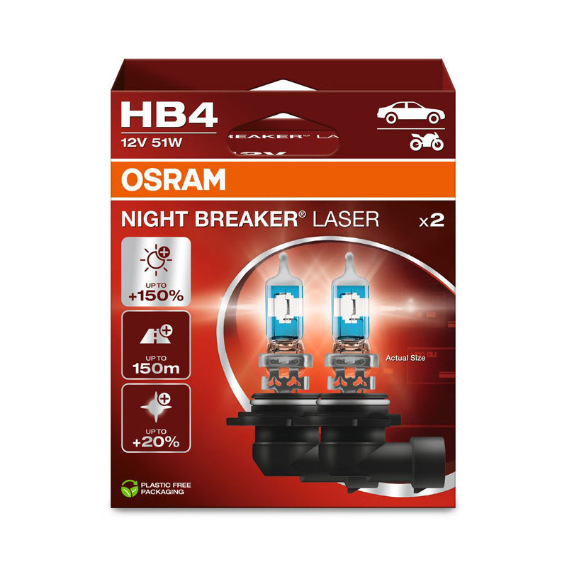 Osram, Night Breaker Laser Halogenpærer - HB4 (9006) - 12V/51W - 2stk.