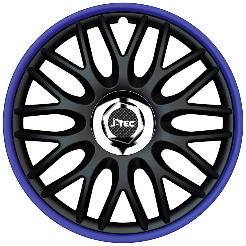 J-Tec, Hjulkapsler, 4stk, Orden R 13-tommer black/blue + chrome ring