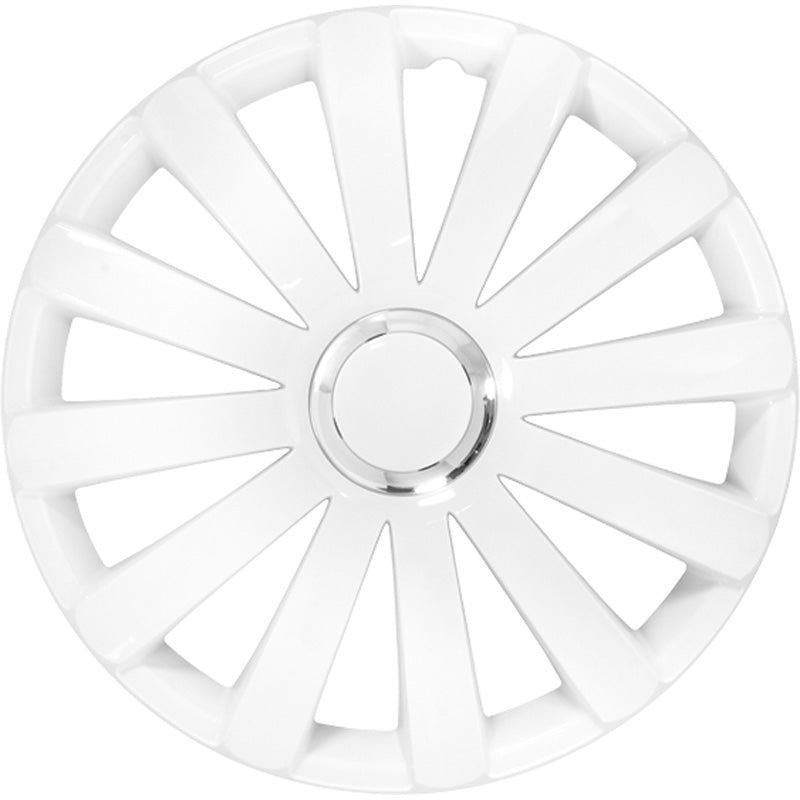 AutoStyle, Hjulkapsler, 4stk, Spyder 13-tommer white + chrome ring